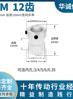 同步带轮S3M12齿宽11K型内孔3 4 5 6 6.35TPAS3M10主动齿轮同步轮