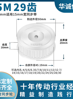 同步带轮S5M29齿宽16内孔5 6 8 10 11 12 12.71415主动齿轮同步轮