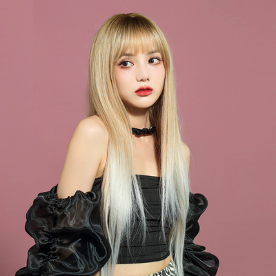 taobao agent European and American hair Paris dyeing wig female long hair gradient dyeing simulation 2022 fashion new full set style