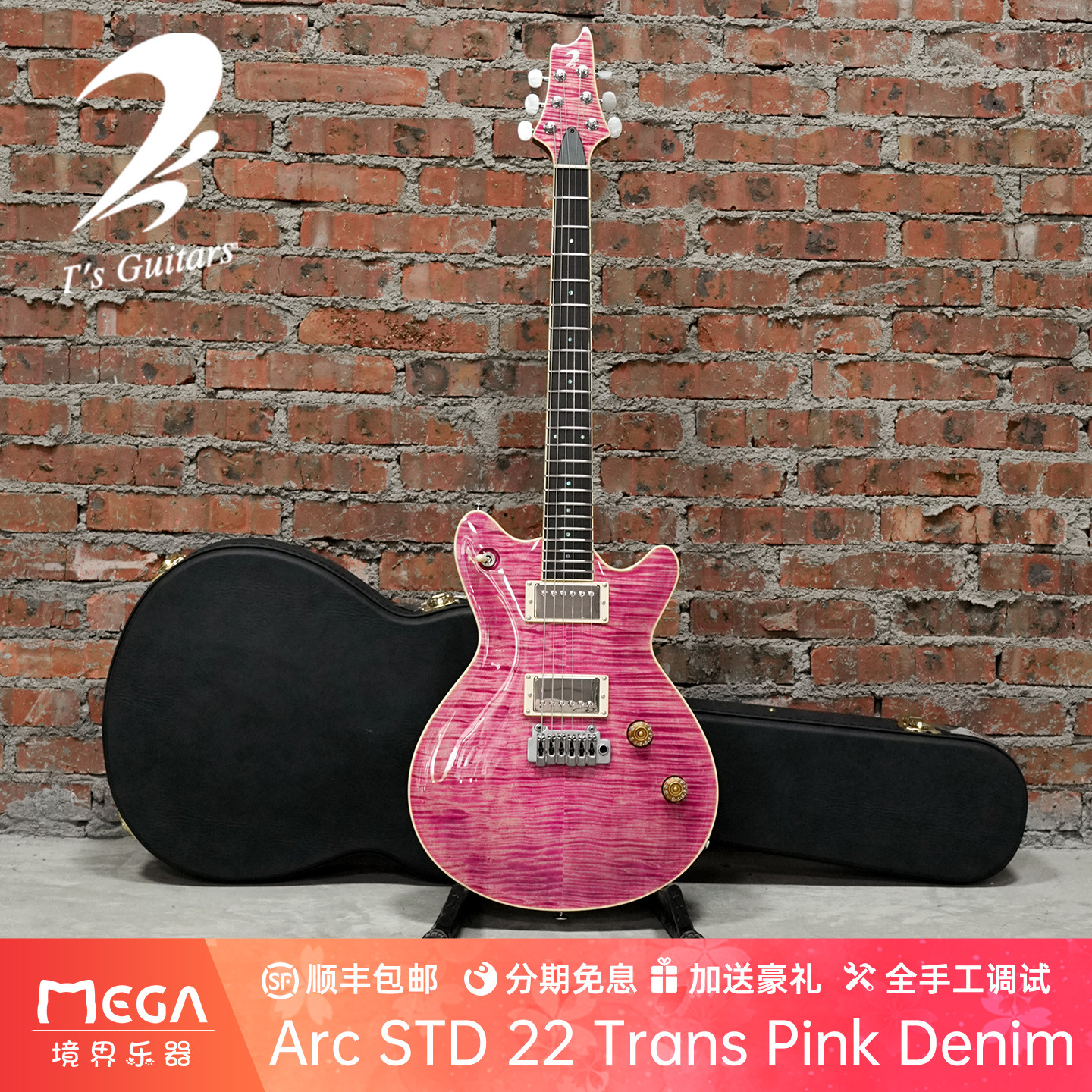 T's Guitars Arc STD 22 Trans Pink Denim 电吉他