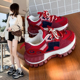 2026年春季新款厚底阿甘鞋女增高网面运动鞋休闲小个子老爹鞋