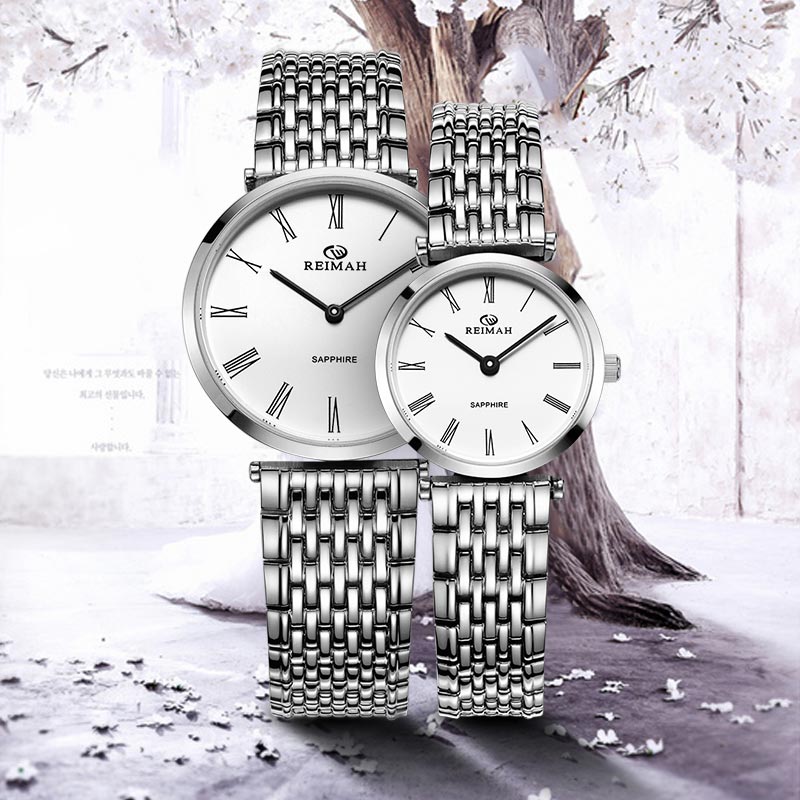 REIMAH简约钢带石英男表女表手表