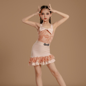 新款 考级集训服 拉丁舞服女童吊带蝴蝶结拉丁舞练功舞蹈服演出服装