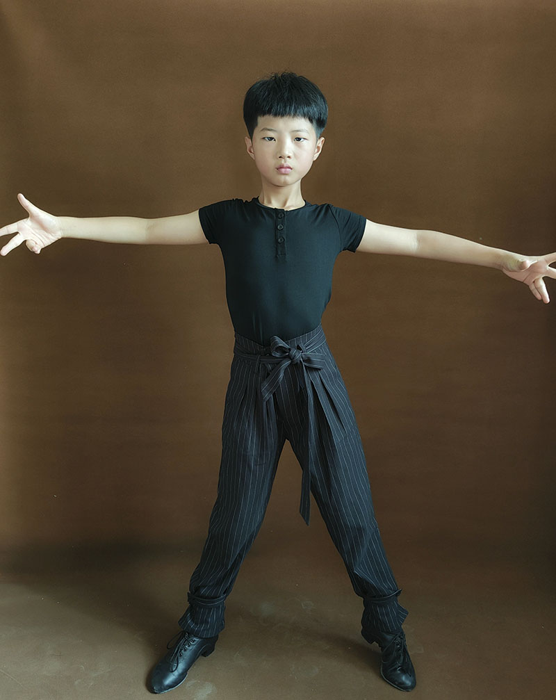 红舞裙夏季新款少儿拉丁舞服拉丁男童拉丁舞套装练功服表演演出服