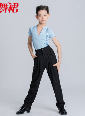 红舞裙夏季新款少儿拉丁舞恰恰伦巴牛仔考级练功演出表演男孩舞服