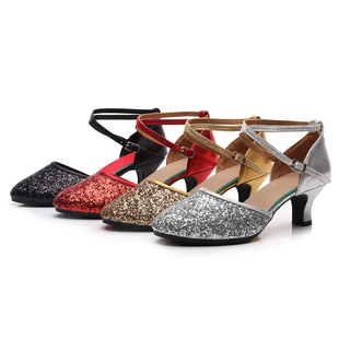 拉丁舞鞋成人女士中跟舞蹈鞋女夏软底交谊舞广场舞室外跳舞鞋运动