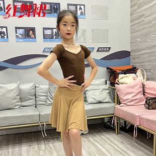 红舞裙新款恰恰伦巴牛仔练习服表演服考级服少儿拉丁女童舞蹈服装