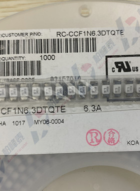 进口CCF1N6.3TTE CCF1N6.3DTQTE 2410 KOAC 6.3A 125V 陶瓷保险丝