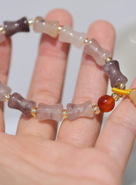 天然新疆金丝玉手链女节节高葫芦单圈手串雅丹戈壁玉名族风礼物