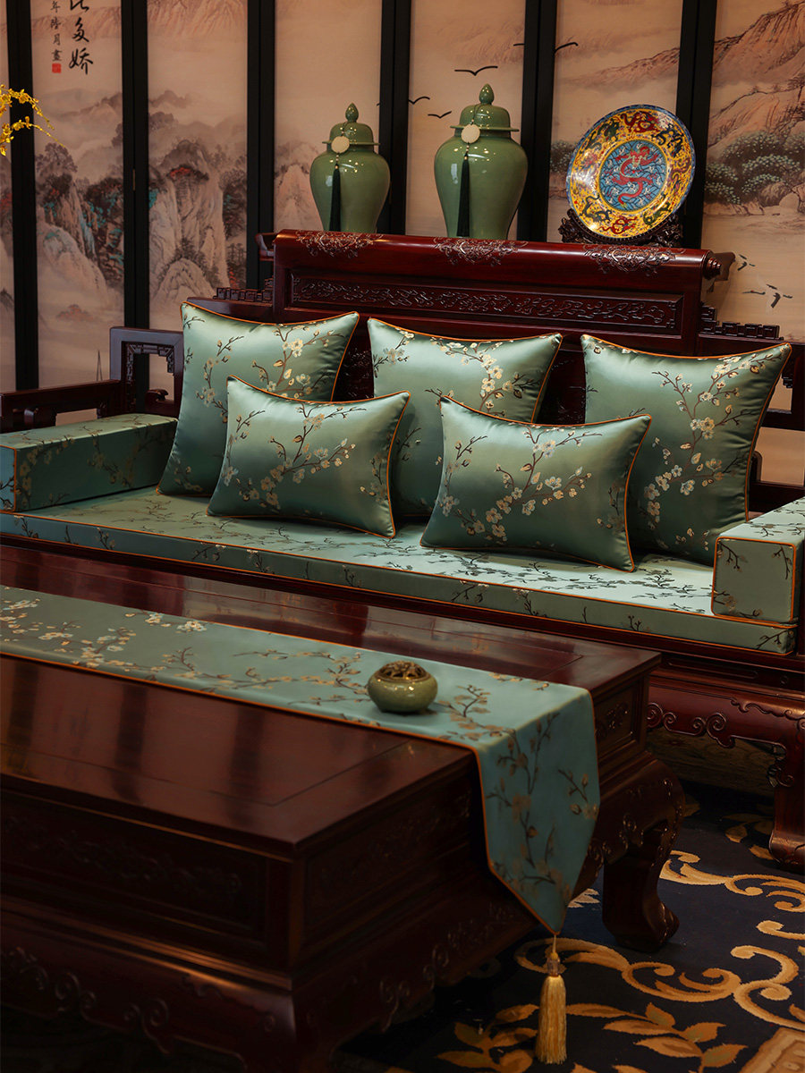 中式红木沙发垫靠背四季通用防滑沙发垫子套定制罗汉床垫子中国风