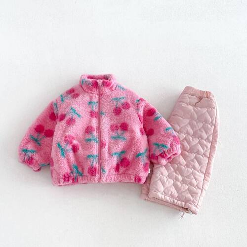 女童可爱樱桃棉服2026冬季女宝宝