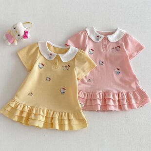 女童超萌连衣裙2026新款夏季宝宝韩版可爱刺绣猫咪公主裙儿童裙子