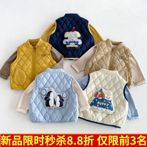男童卡通夹棉马甲2026新款冬季