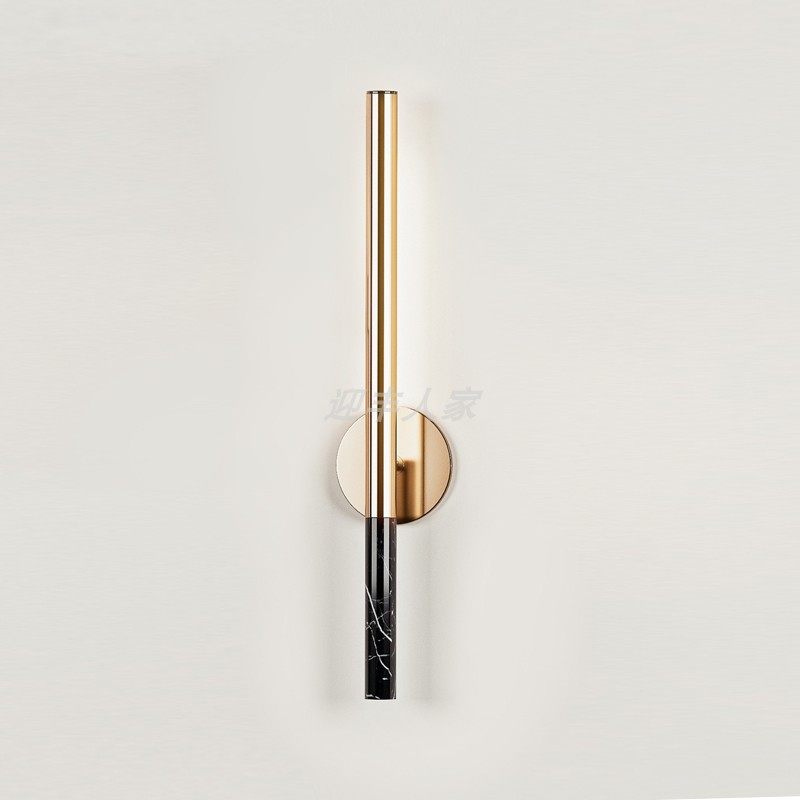 客厅简约壁灯 样板房过道灯 别墅酒店大堂工程大理石纹理黄铜壁灯