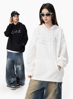 LAMLICKA周深同款白色外套oversize长袖连帽纯棉卫衣宽松慵懒风