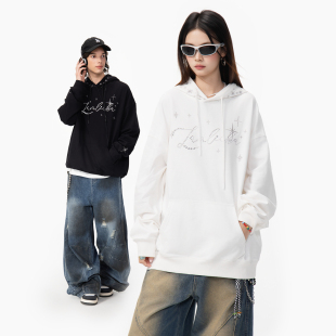 LAMLICKA周深同款白色外套oversize长袖连帽纯棉卫衣宽松慵懒风