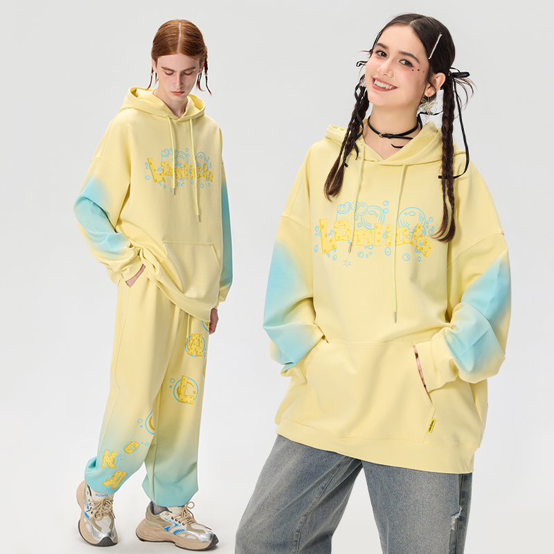 LAMLICKA黄色海绵连帽卫衣多巴胺