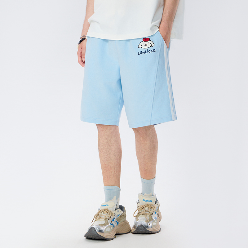 LAMLICKA小狗刺绣拼接五分裤