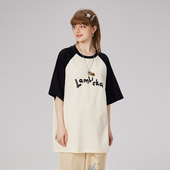 新品 LAMLICKA潮牌3D字母凉感半袖 T恤男夏季 青少年休闲上衣女宽松