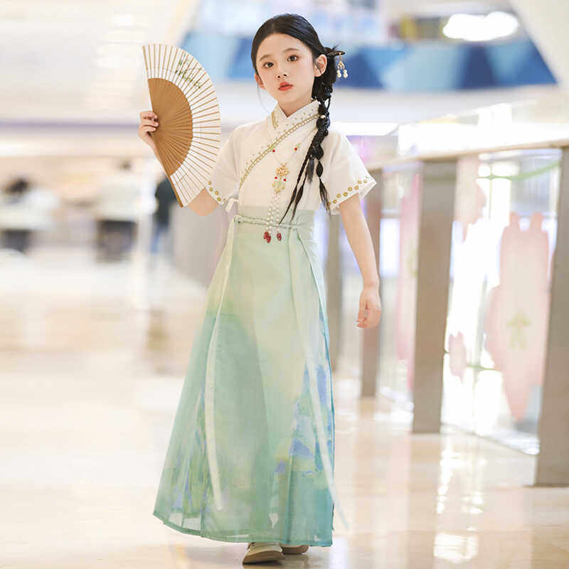 儿童马面裙女童汉服夏季中国风套装2024新款小女孩唐装国风女大童
