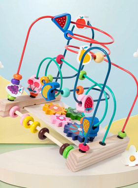 儿童木质串珠绕珠玩具动物益智手眼协调训练宝宝启蒙玩具