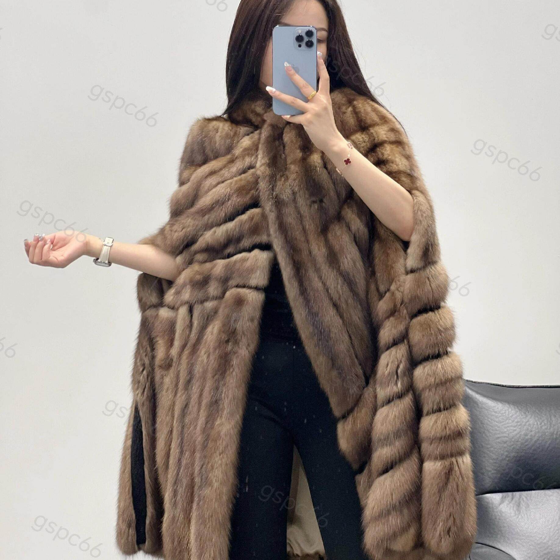 原创秀场斗篷皮草俄罗斯进品紫貂