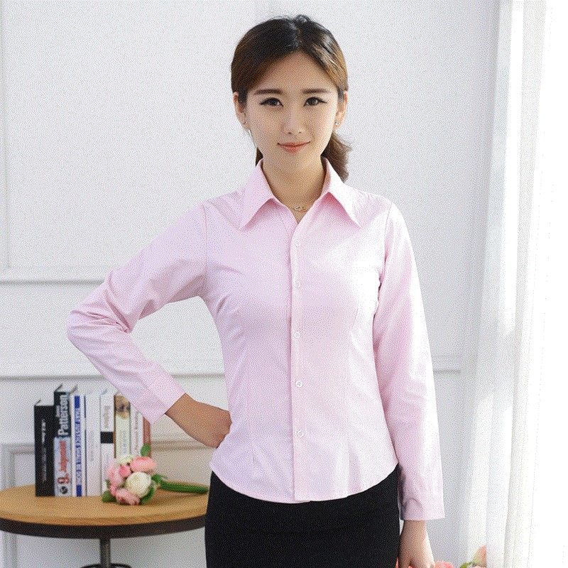 coverall Korea Cotton Self cultivation formal wear Fine oblique Pink Long sleeve stripe V-neck Occupation Short sleeved White shirt shirtin the Women's clothing/Boutique , Shirt  category - from Buy2taobao.com to provide professional Taobao agent buy service