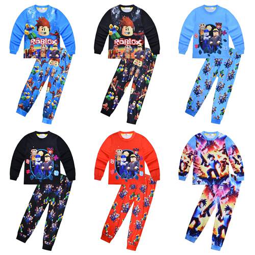 新款长袖男童套装ROBLOX印花中大童家居服套装长袖两件套