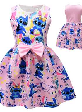 星际宝贝Lilo and Stitch 儿童连衣裙史迪仔卡通女宝宝背心公主裙