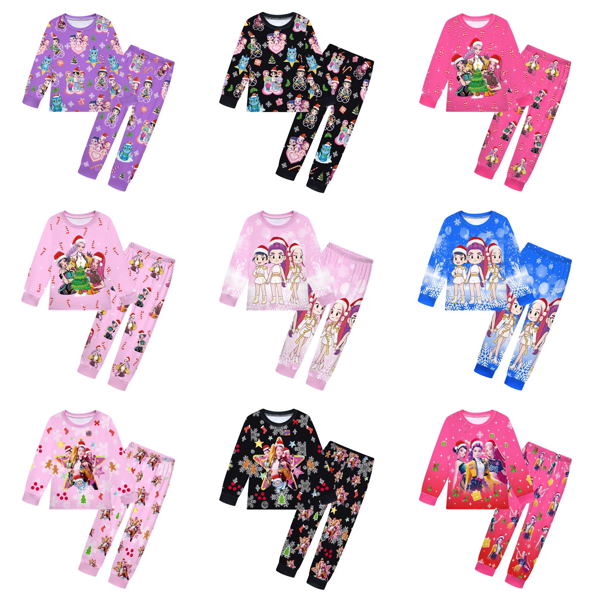 女童K-POP猎魔女团圣诞节cosplay儿童套装中大童长袖长裤睡衣套装