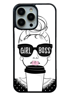 欧美个性美女老板girl boss 插画适用于iPhone16promax手机壳小众苹果11/12/13/14/15防摔保护套7plis/xs定制