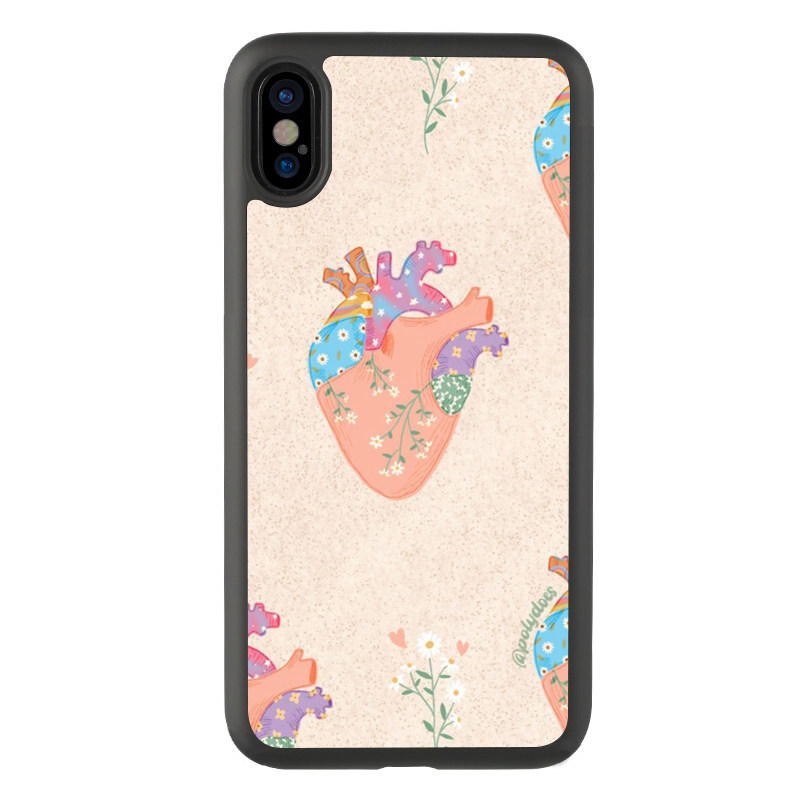 卡通11心脏艺术插图适用于iphone141312promax保护壳苹果xs防摔xr