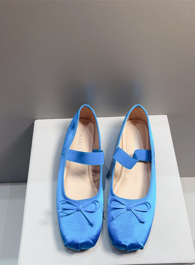2025春夏新款软底平底蓝色芭蕾舞单鞋女法式温柔风玛丽珍配裙鞋子