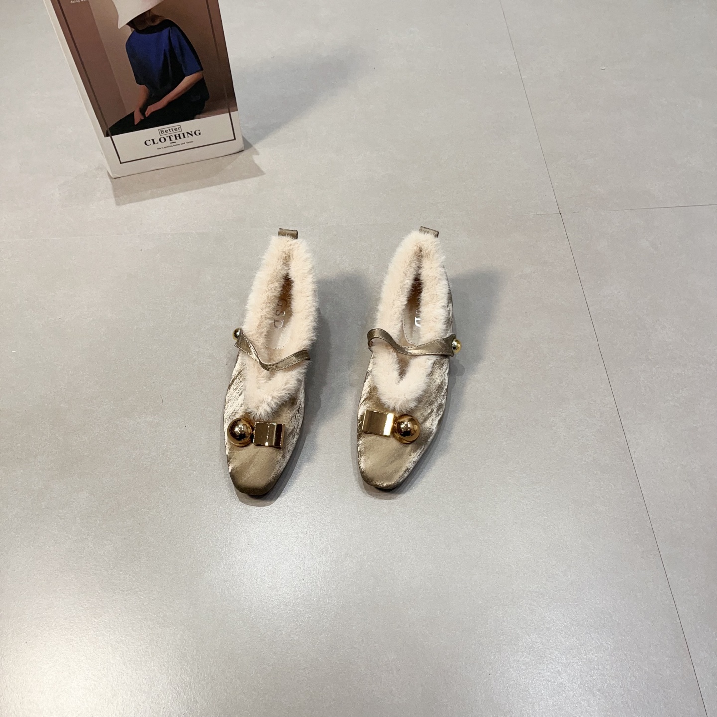 秋冬季保暖毛毛玛丽珍鞋低跟鞋