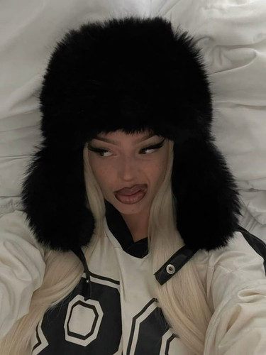 美式辣妹全毛款毛绒大帽子
