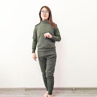 绿女绒衣绒裤保暖防寒加厚卫衣防风衣套装