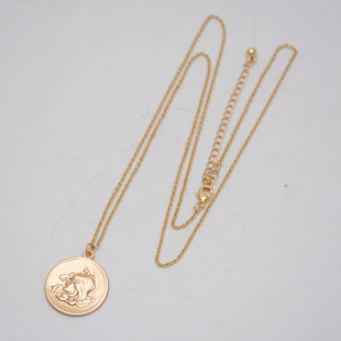 精美细链条项链 金色人像圆片吊坠 精美简约新款2020女款外贸饰品