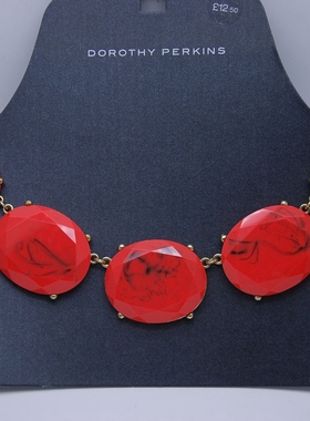 红色亚克力大宝石夸张短款毛衣链