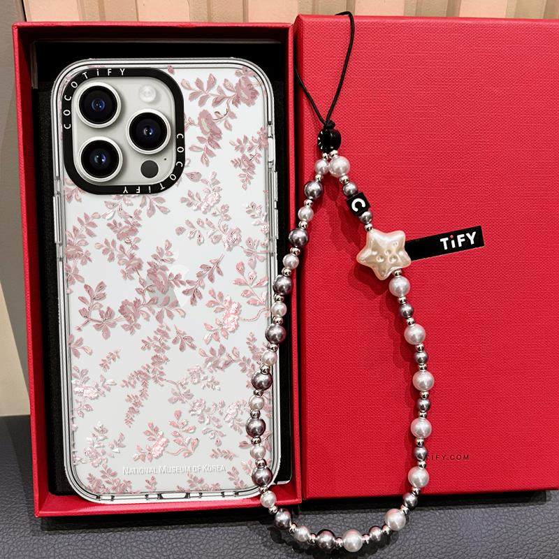 CASE文佳焕同款博物馆联名珍珠贝母碎花适用iphone15promax手机壳苹果14pro透明保护套16/13/12女11日韩ins