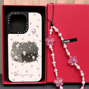 CASE磁吸MagSafe联名镂空小碎花Kitty猫头适用iphone16手机壳15promax苹果14pro镜面保护套13日韩卡通12少女