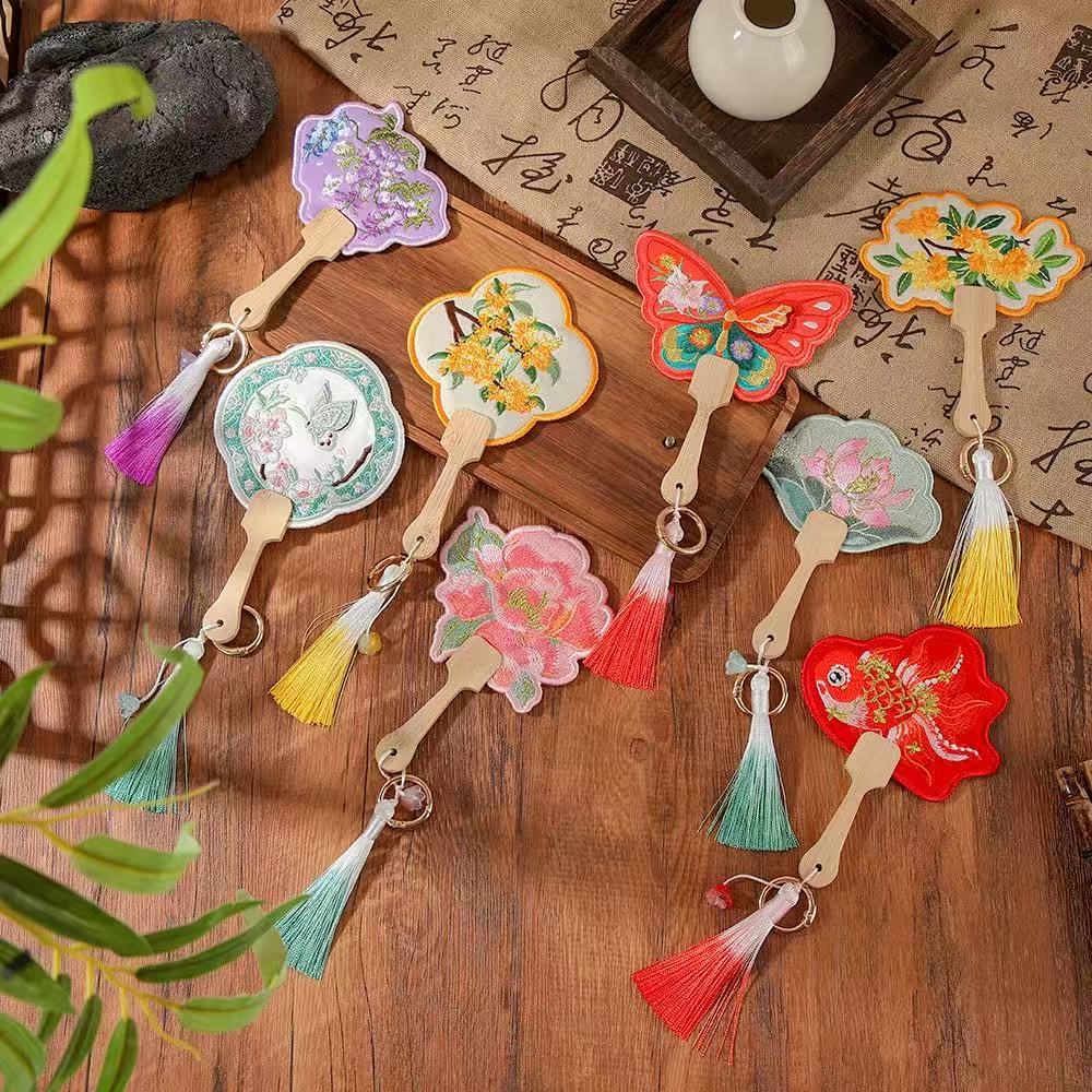 中秋新年迷你团扇中式荷花桂花流扇子