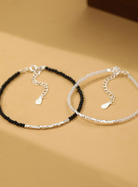 S999足银国风玛瑙情侣手链文艺百搭中式古风气质温柔礼物