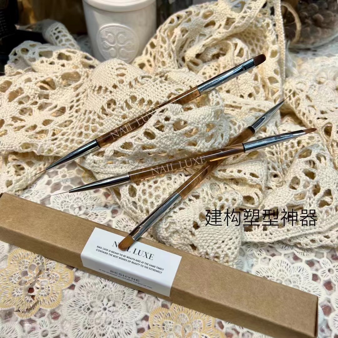 日式双头建构笔指甲彩绘拉线笔圆头延长光疗笔刷子美甲店专用工具