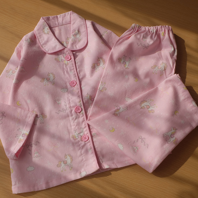 全棉斜纹细磨毛春秋儿童睡衣套装