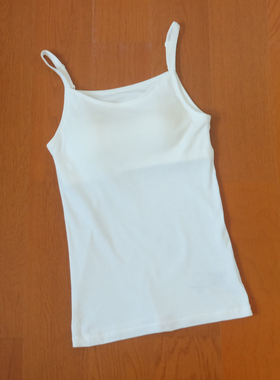 出日本拆标 薄适针织棉料100棉 女士罩杯一体杯打底bra吊带背心