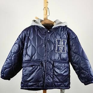 潮牌男童中长款免洗连帽保暖冬装棉袄中大童男宝帅气炸街棉服外套