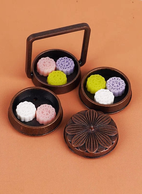 娃娃屋配件微缩食玩复古中式甜品盒点心篮子场景拍摄道具摆件模型