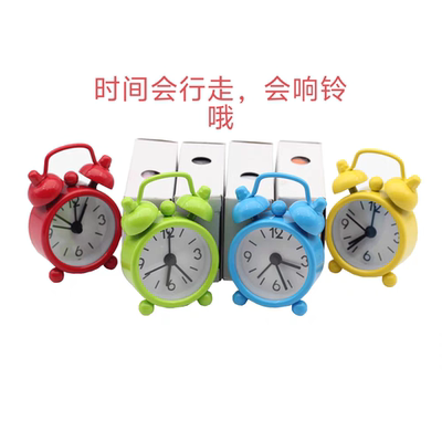 迷你小闹钟小孩玩具学生简约宿舍床头闹铃超响创意娃娃屋仿真模型