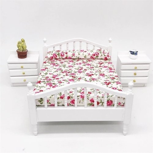 1:12娃娃屋卧室家具 小孩过家家玩具 ob11娃用配件仿真迷你模型床