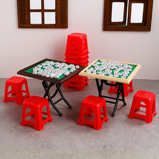 娃娃屋仿真迷你可折叠麻将桌微缩场景拍摄道具麻将模型过家家玩具